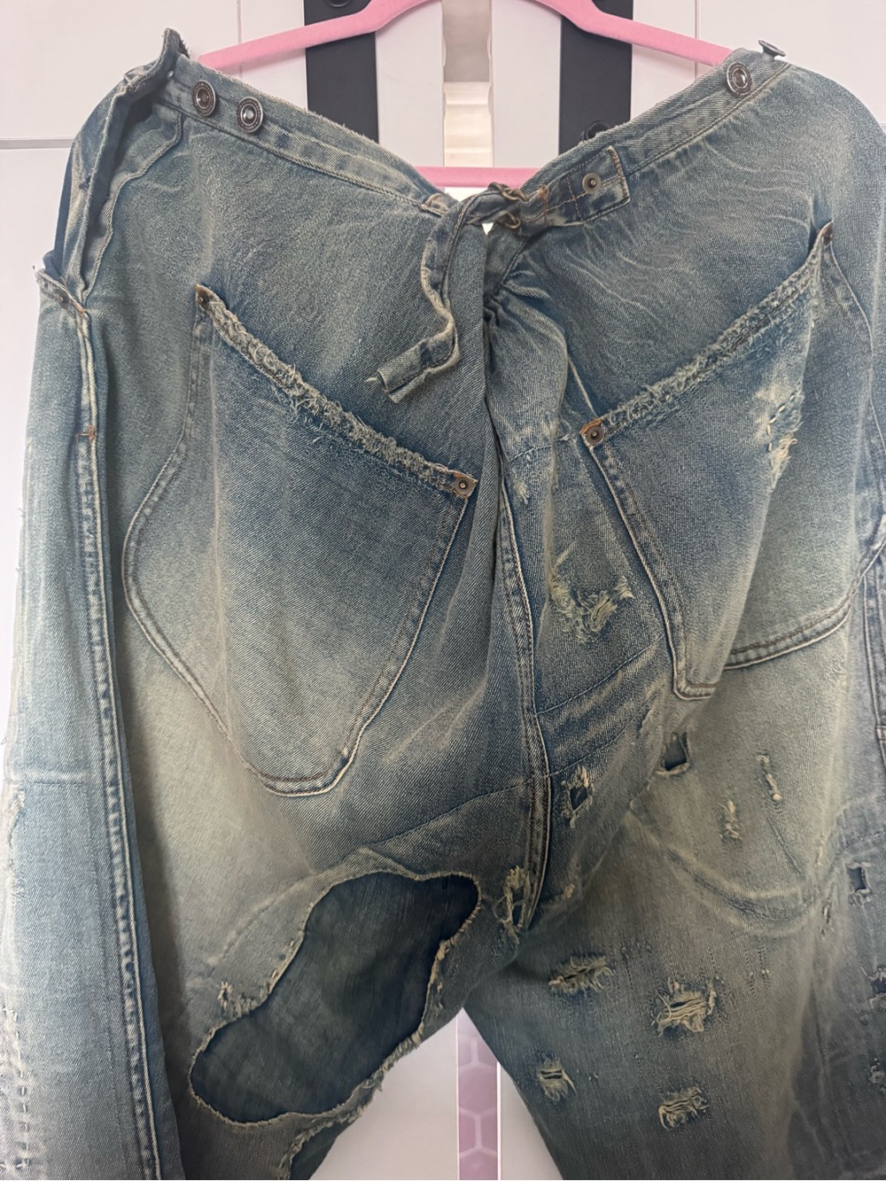 Womens Magnolia Pearl Washed Indigo Denim Pants Jeans Adjustable O/S - Picture 6 of 6
